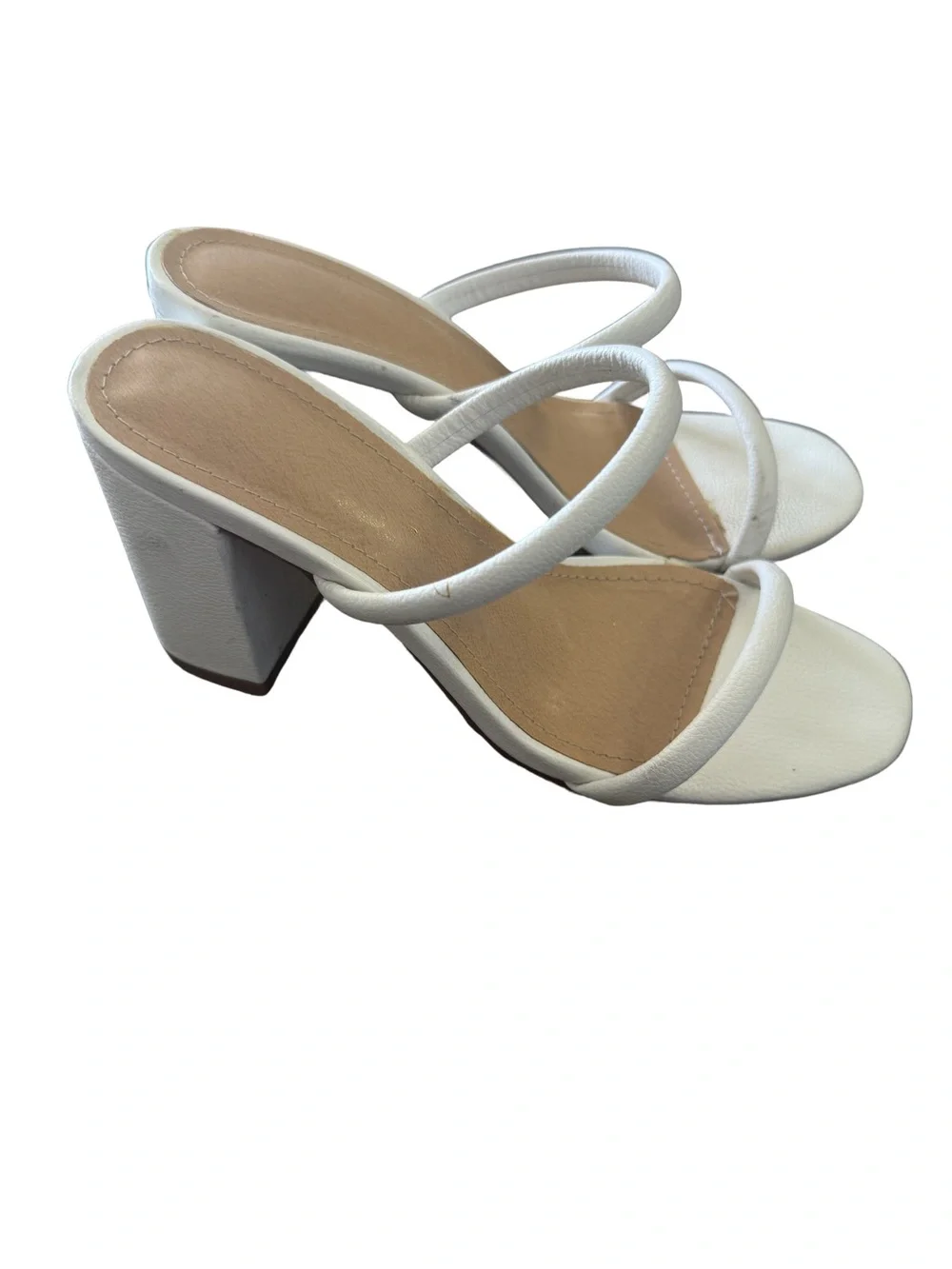 Women’s White Strappy Slide Heels